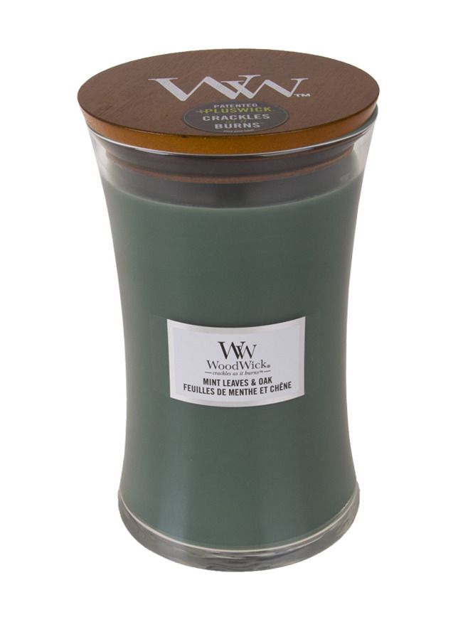 WoodWick Mint Leaves & Oak glass large