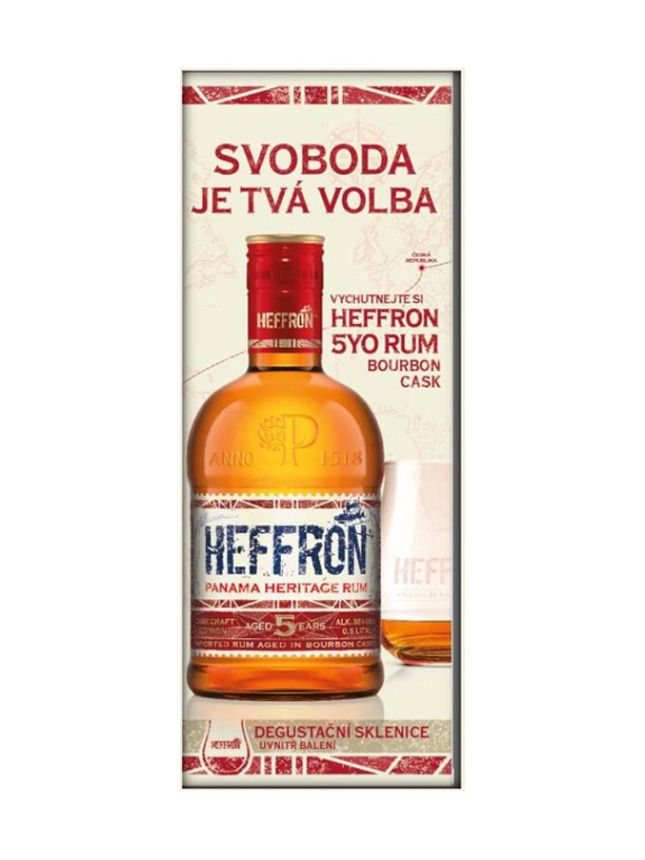 Heffron 5Y Rum 0,5l 38% + sklenička - dárkové balení