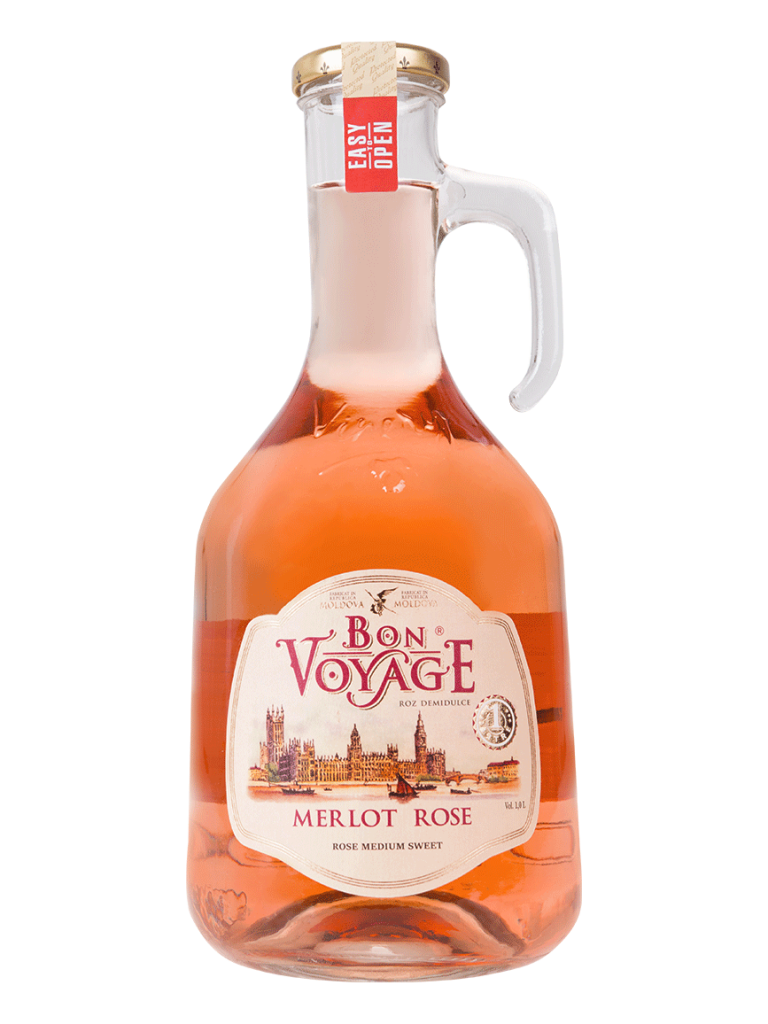 BON VOYAGE Merlot RŮŽOVÉ polosladké víno 1L