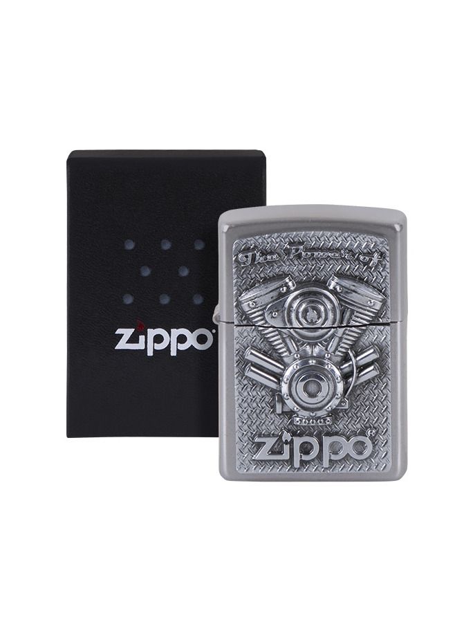 ZIPPO street cr. Plakette "The Power of V Motor" 2005714