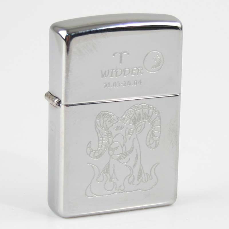 ZIPPO chrom poliert Widder Ha in kleiner Holzbox