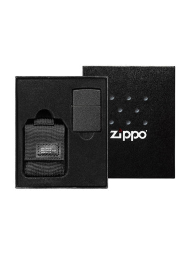 ZIPPO Black Crackle Set mit Nylon Pouch schwarz 60005678